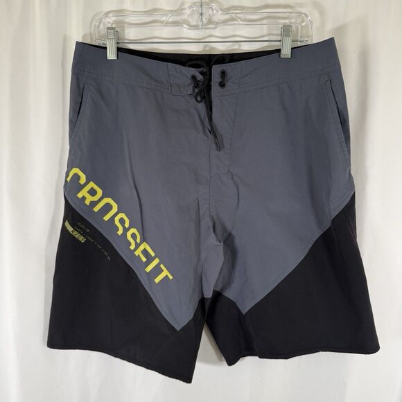 Reebok Crossfit Shorts Men's 33 Grey Drawstring 11" Inseam Trunks - Picture 1 of 9